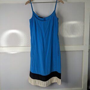 Narciso Rodriguez Blue White Black Colorblock Silk Slip Dress Size 6 AS IS FLAWS